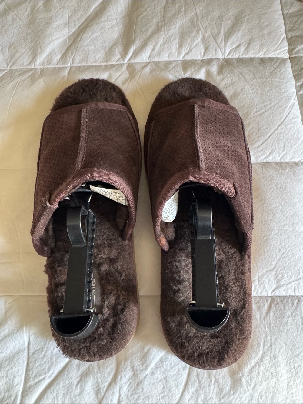 Koolaburra Brown Suede Shearling Slide Slippers